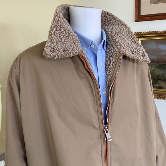 Mighty Mac Out O' Gloucester Beige Faux Shearling Lined Two Way Zip Deck Jacket - Picture 3 of 14